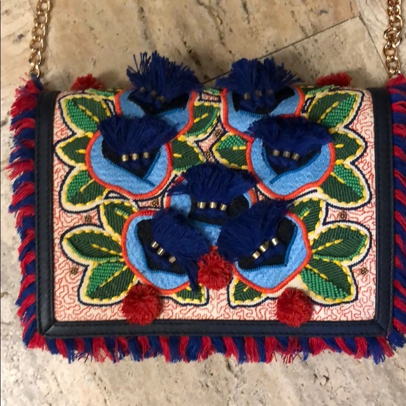 Tory Burch Handbags - Tory Burch Embroidered Floral Flap Crossbody Bag